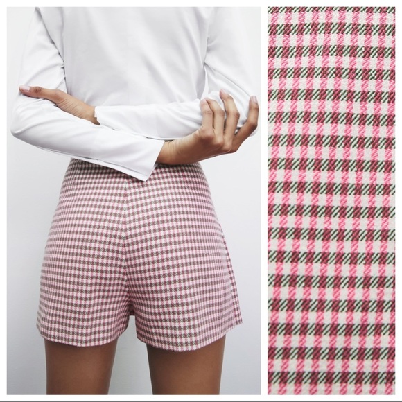 NWT. Zara Pink/White Houndstooth Skort. Size L. - Picture 4 of 10